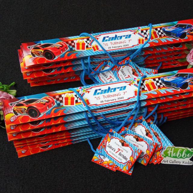 Pakai THANKS CARD - Label Tas label Jajan Ultah Murah - Tas Plastik Ulang Tahun Custom-20x8 cm