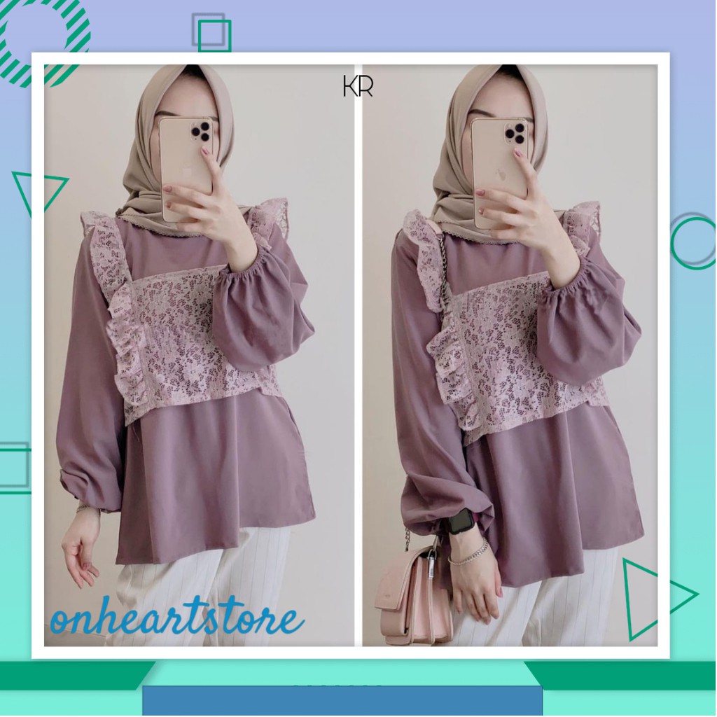 Baju Blouse Atasan Wanita Fashion Muslim Kekinian Lengan Panjang Terbaru 2021 Blouse Korea