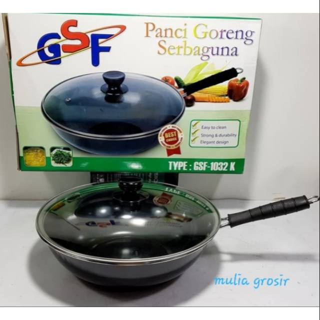 Panci Goreng Serbaguna GSF / Wajan Gsf + Tutup Kaca 32cm