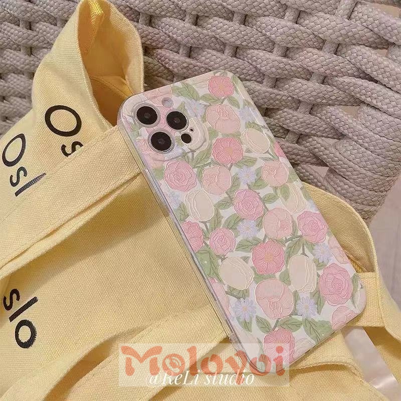 Colorful Flowers Casing iPhone 11 12 Pro Max X XR XS Max 7 8 6 6s Plus Transparent Soft TPU Silicone Back Cover Case