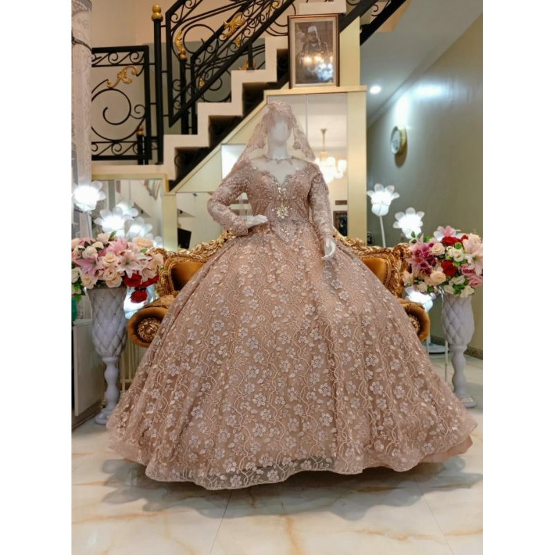 GAUN PENGANTIN BARBIE/GAUN WEDDING MEWAH/GAUNPENGANTIN/GAUNBEREKOR/GAUN