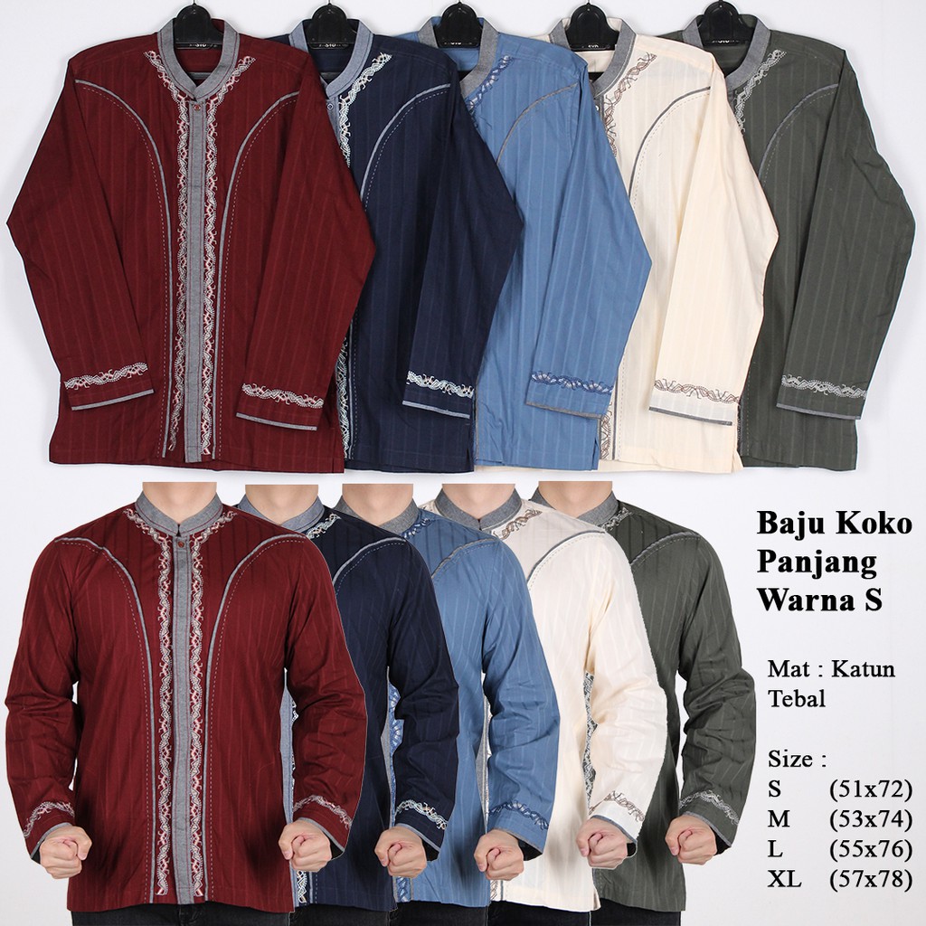  Baju  Koko Muslim Pria  Lengan Panjang Warna S Shopee  