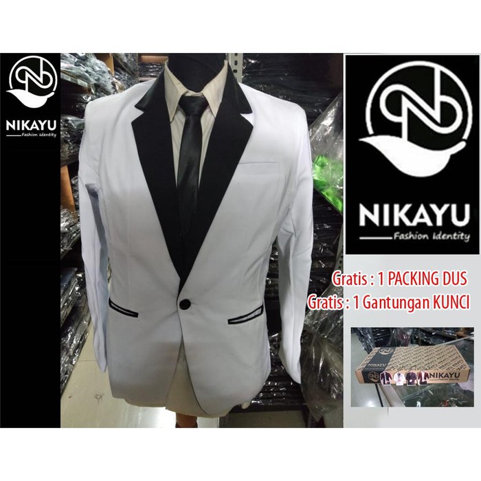 BLAZER KEREN COWOK WARNA PUTIH ORIGI WHITE ORIGINAL NIKAYU HIGH TWIST FULL FURING SLIMFIT