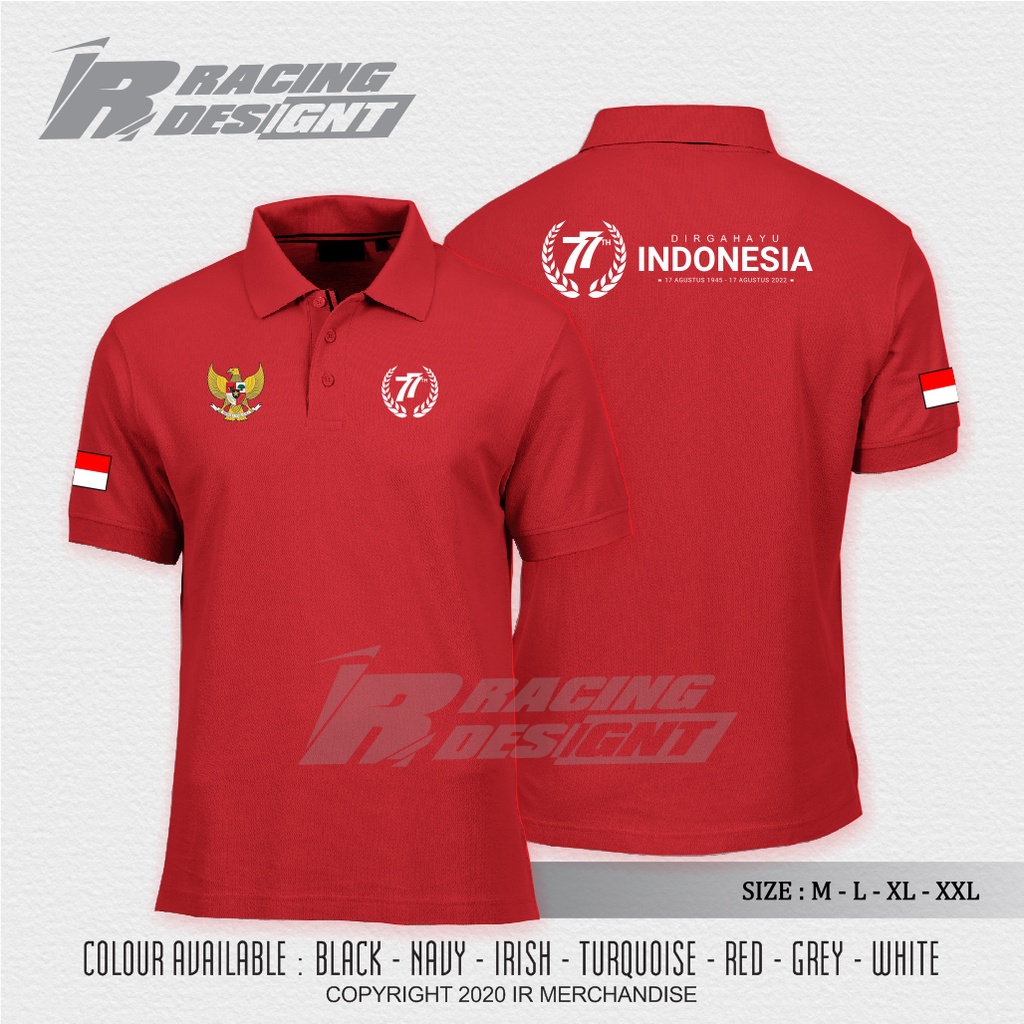 Poloshirt / Kaos Kerah Polo 77 Tahun Indonesia Merdeka v2 Terbaru Murah Distro -IR Merch