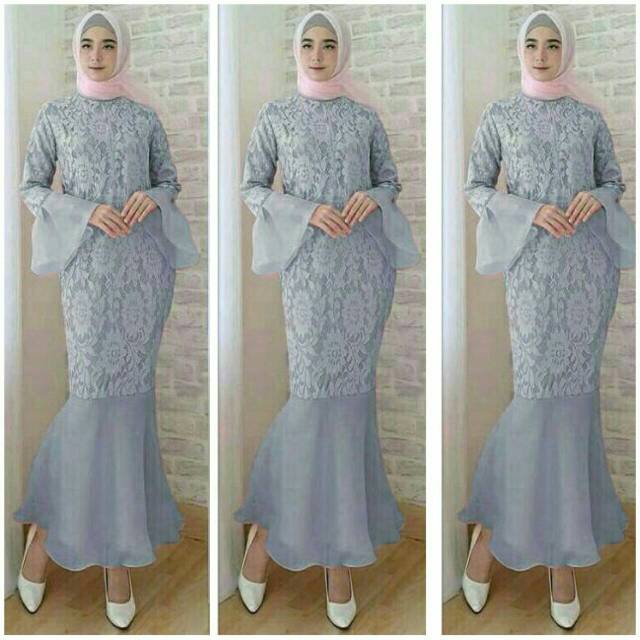 KC- Mermaid maxi / Maxi organdi dress duyung / Maxi dress muslim wanita kekinian / Gamis Duyung brukat Murah