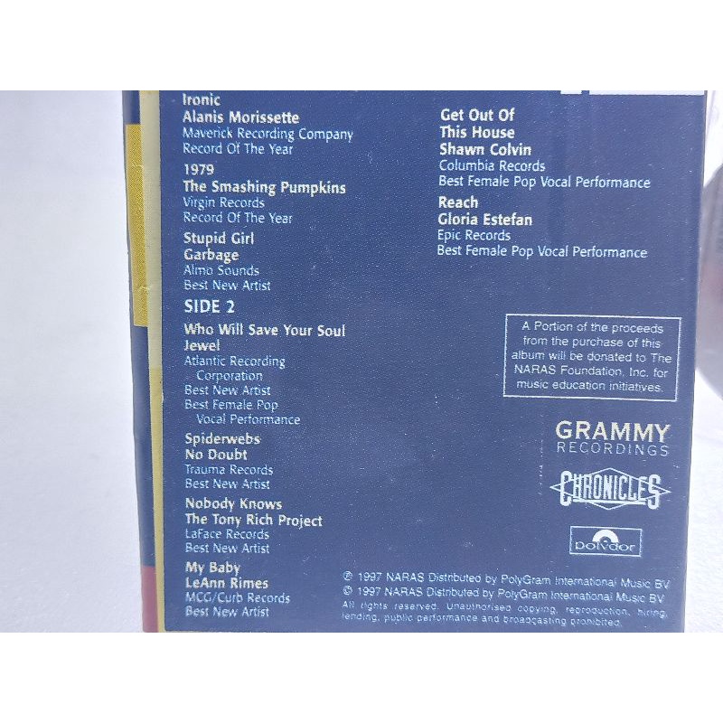 Kaset pita Grammy nominees 1997 Kompilasi lagu barat mixtape