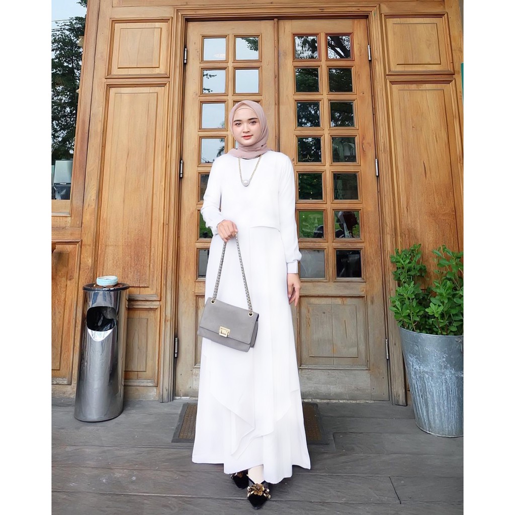 Dress /Gamis /Pakaian Wanita Muslim Azzahra Erica Putih