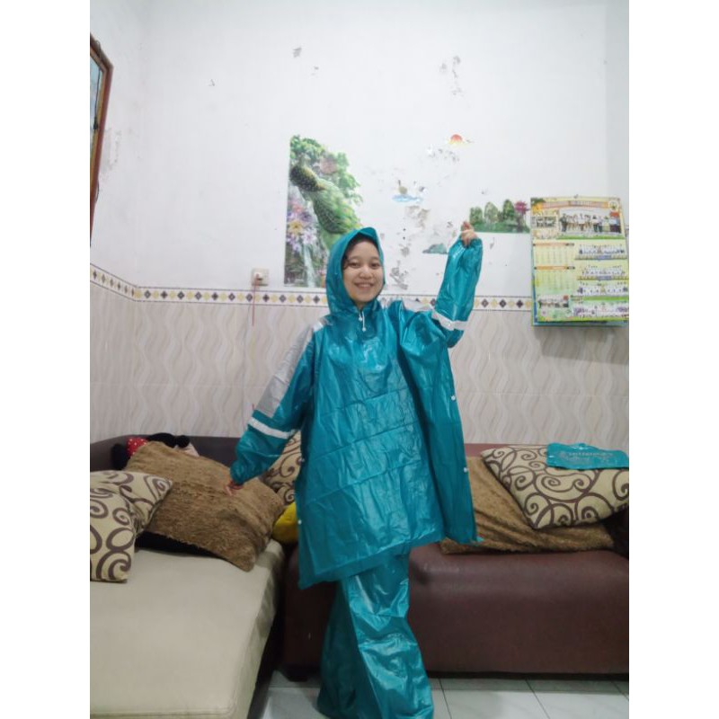 Jas hujan ponco lengan dan celana penguin's