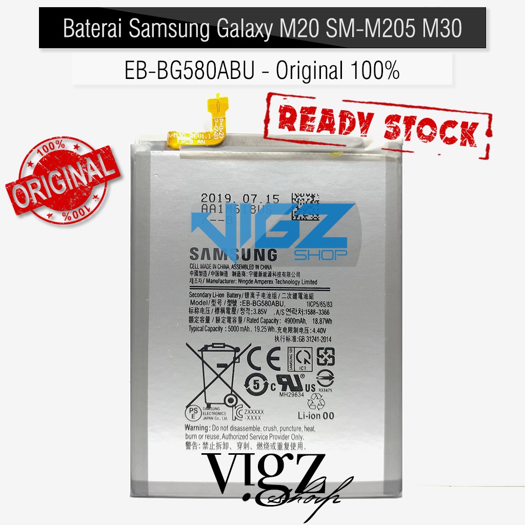 Baterai Samsung Galaxy M20 SM-M205 M30 SM-M305 EB-BG580ABU Original 100%