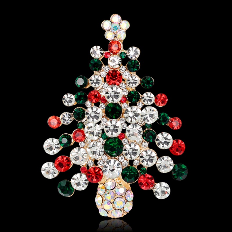 SIY  New Christmas Brooch Pins Tree Rhinestone Jewelry Fashion Women Gifts Decoration