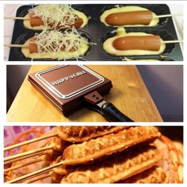 Cetakan Stick Waffle Corn Dog Happy Call Pan Dua Sisi Double Side Pan Shopee Indonesia