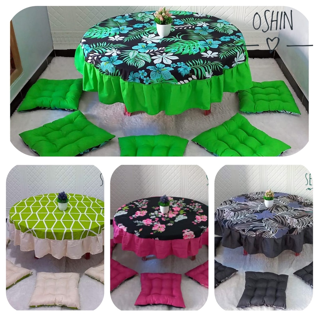 Cover Taplak Meja Bulat Dan Bantal Lesehan | Set Lesehan Oshin