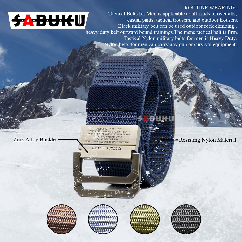 Ikat Pinggang Pria Kanvas Buckle Gesper Tactical Belt Pria Sabuk Nylon Canvas Double Ring - 029