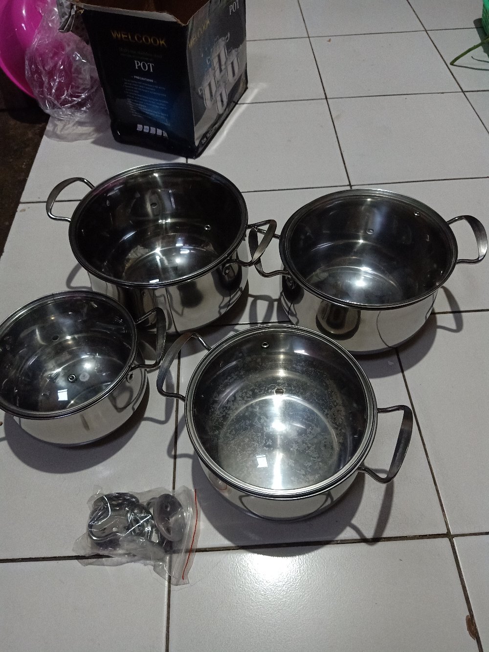 Welcook Panci Set Stainless Steel Kukus 8 Pcs