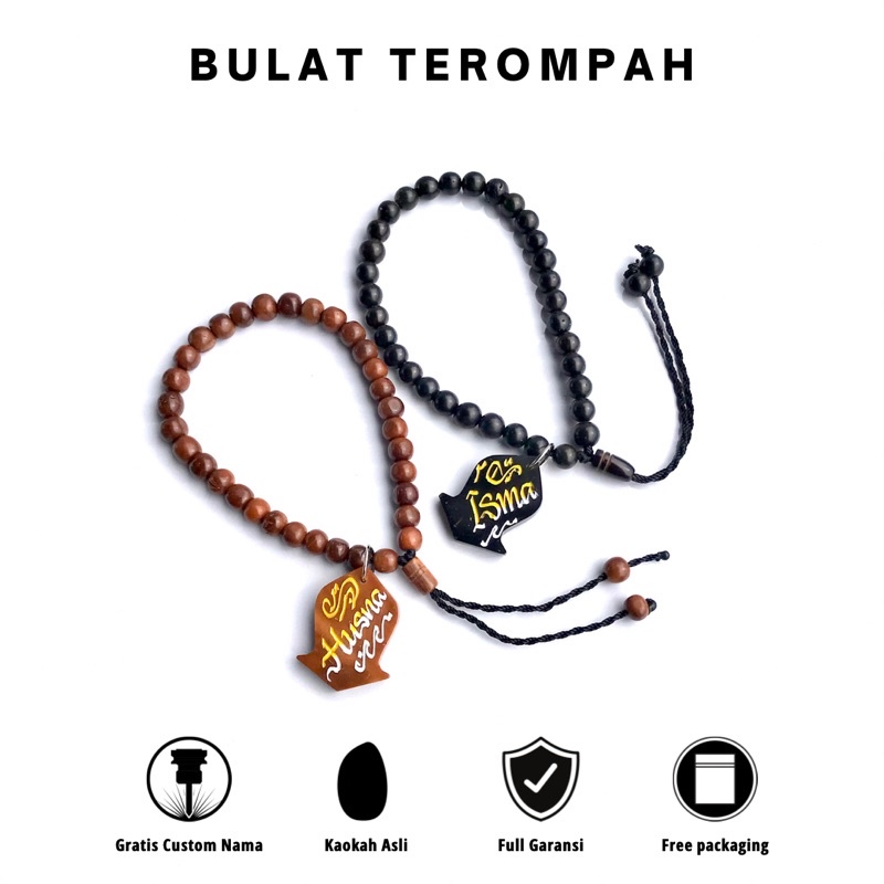 Gelang Koka Terompah Custom Nama Motif Bulat isi 33 Kaokah Kokka Kaukah Kaoka Asli