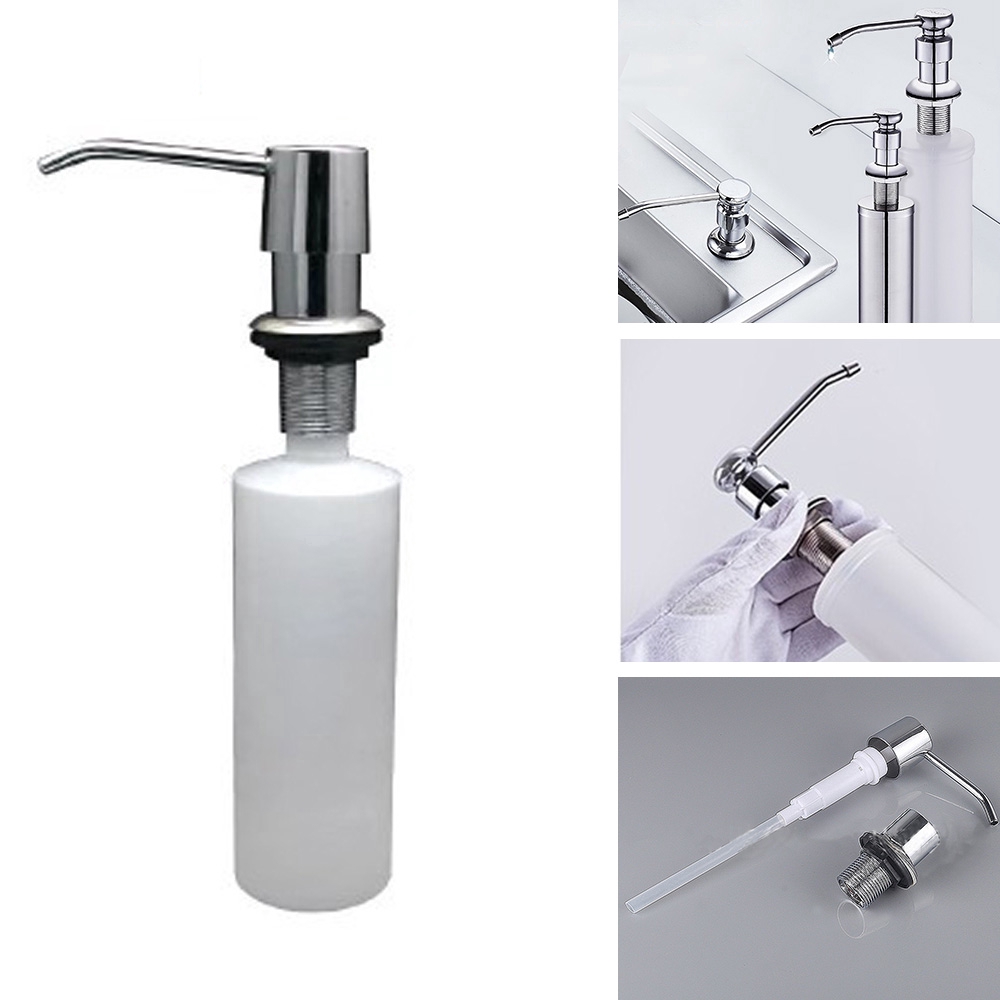 300ml Kitchen Sink Soap Dispenser Brushed Stainless Steel Soap Bottle Bathroom Manually Press Soap Bottle Kitchen Accessories Shopee Indonesia