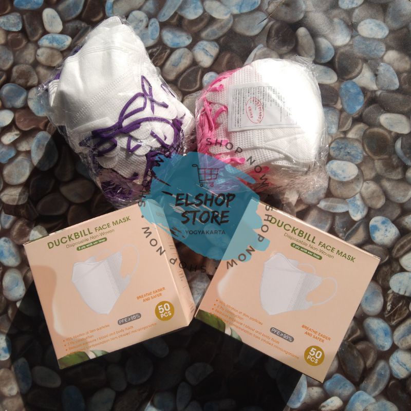 [BISA COD] Duckbill Face Mask Tali Warna Dewasa Masker Isi 50pcs Termurah Ready Jogja Bagus 3 Lapis 