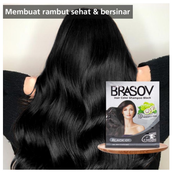 BRASOV Shampoo Pewarna Rambut Black 25 Ml