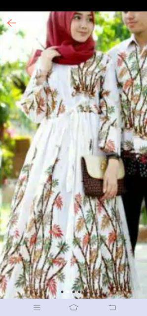 Baju Batik Couple Gamis Batik Keluarga Sogan Modern Bi3 Motif Bambu Terbaru