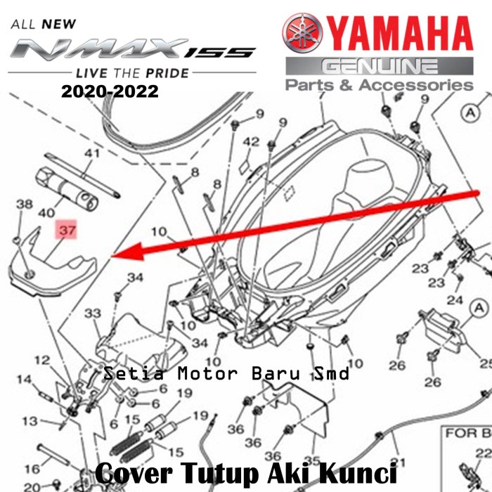 Cover Tutup Aki Kunci Motor Yamaha All New Nmax N Max 2020-2022 Asli Parts Original