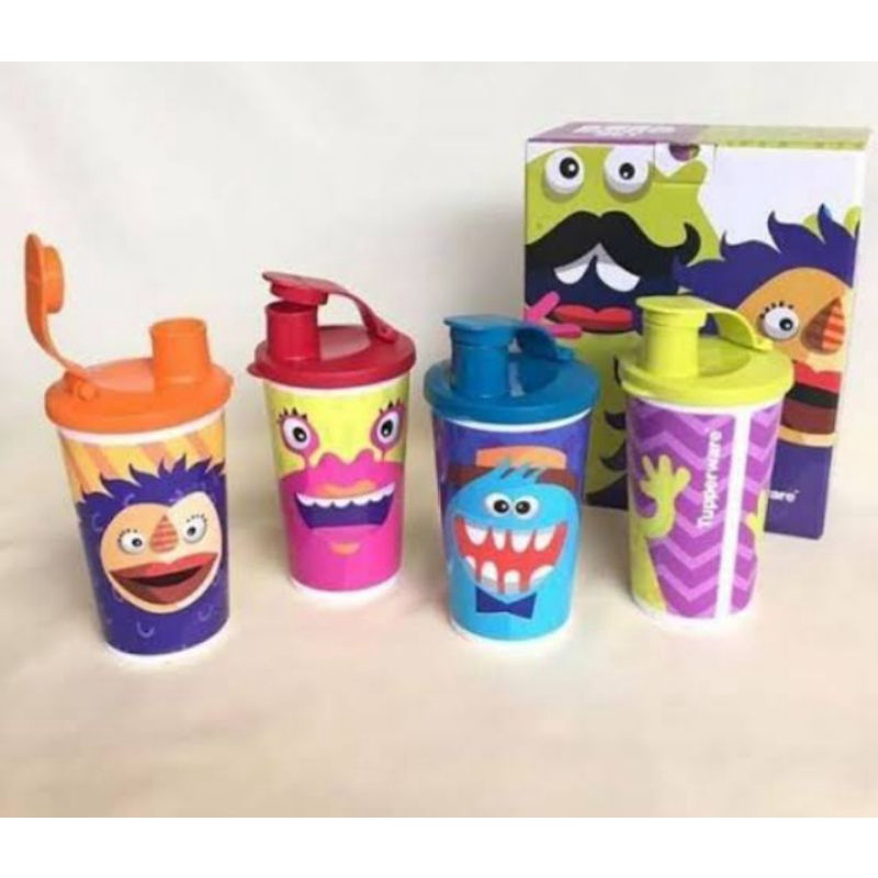 Buba monster tumbler isi 4 tupperware / Tumbler tupperware isi 4 karakter monster / Tumbler tupperwa