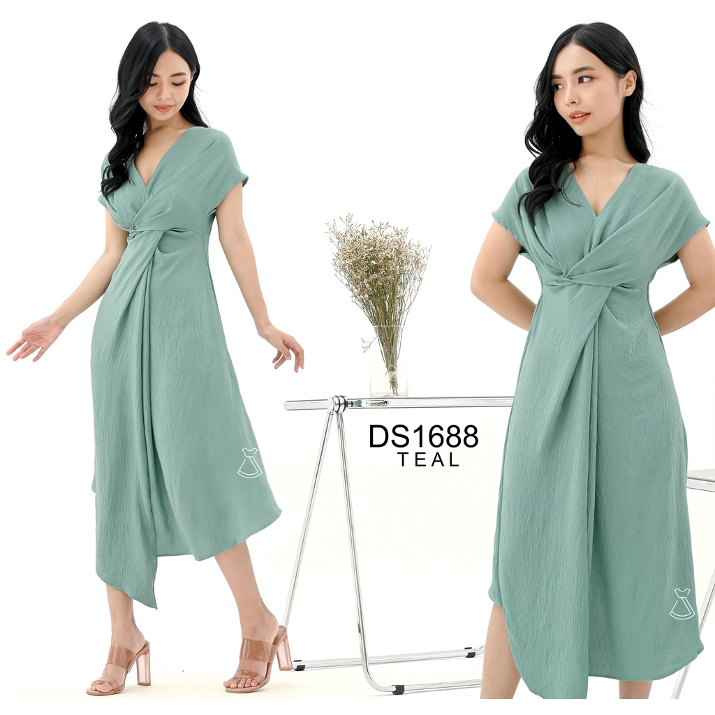 SEOLA - DS1688 -  Dress Midi Crinkle Party