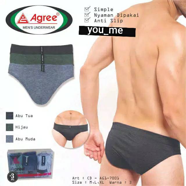 Celana dalam pria agree 1-7001 harga 3pcs / uk  M L XL