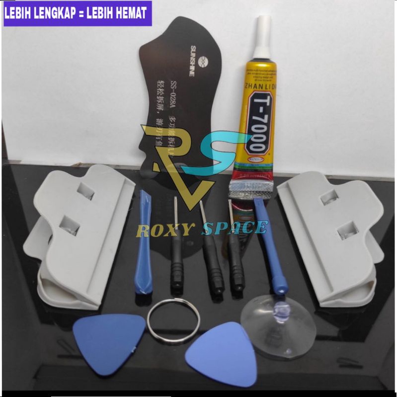 PAKET MURAH OBENG PEMBUKA HP + LEM LCD TOUCHSCREEN LEM T7000 & PENJEPIT LCD