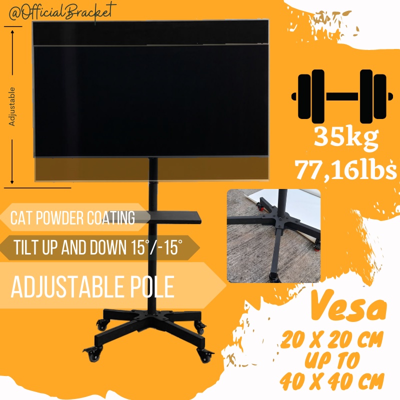 Stand Bracket TV LED LCD Tebal 2.5mm 800 x 400 Braket Universal Semua Merek TV 32 - 65 Inch - Black / white