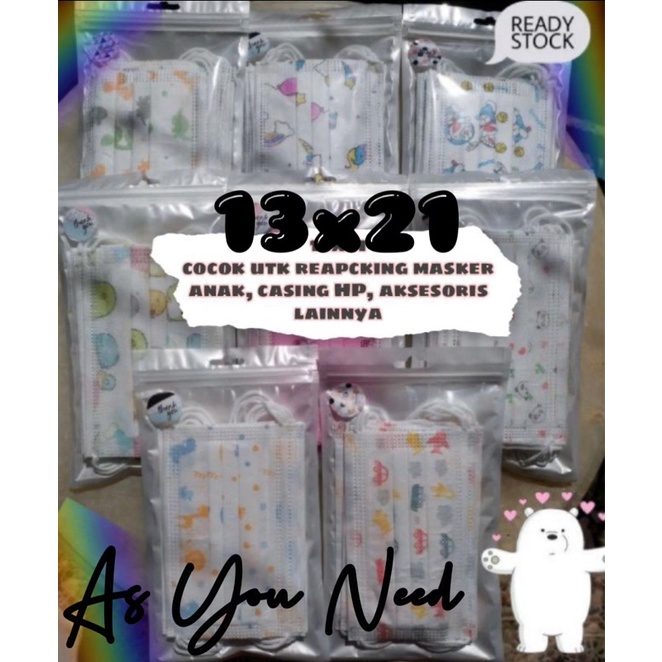 Plastik Ziplock Ukuran 13x21 / Plastik Klip Aksesoris / Kemasan Masker / Kemasan Aksesoris Ukuran 13
