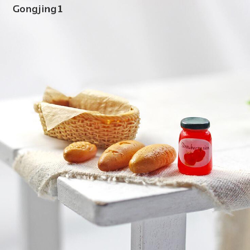 Gongjing 1pc Mainan Miniatur Keranjang Selai / Roti Skala 1: 12 Untuk Aksesoris Dapur Rumah Boneka