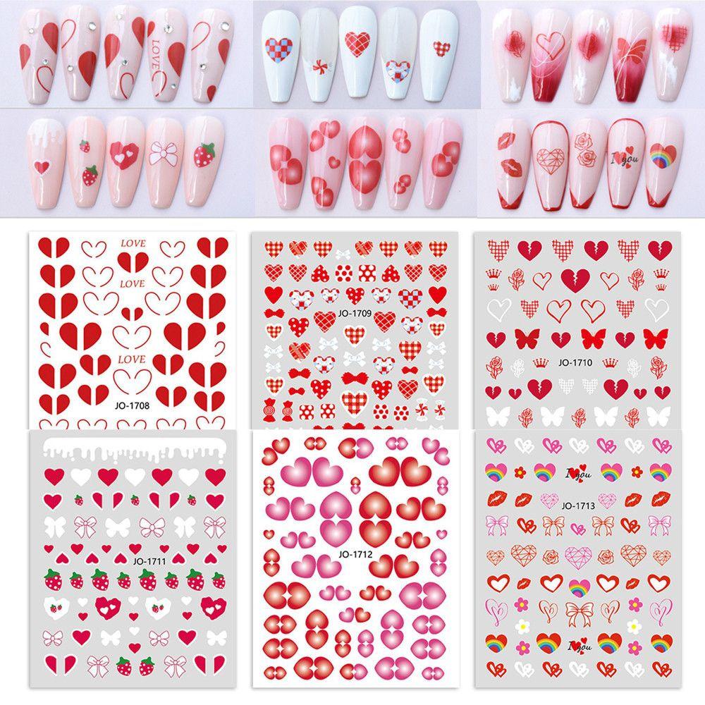 Solighter Stiker Kuku DIY Manicure Love Heart Flowers Strawberry