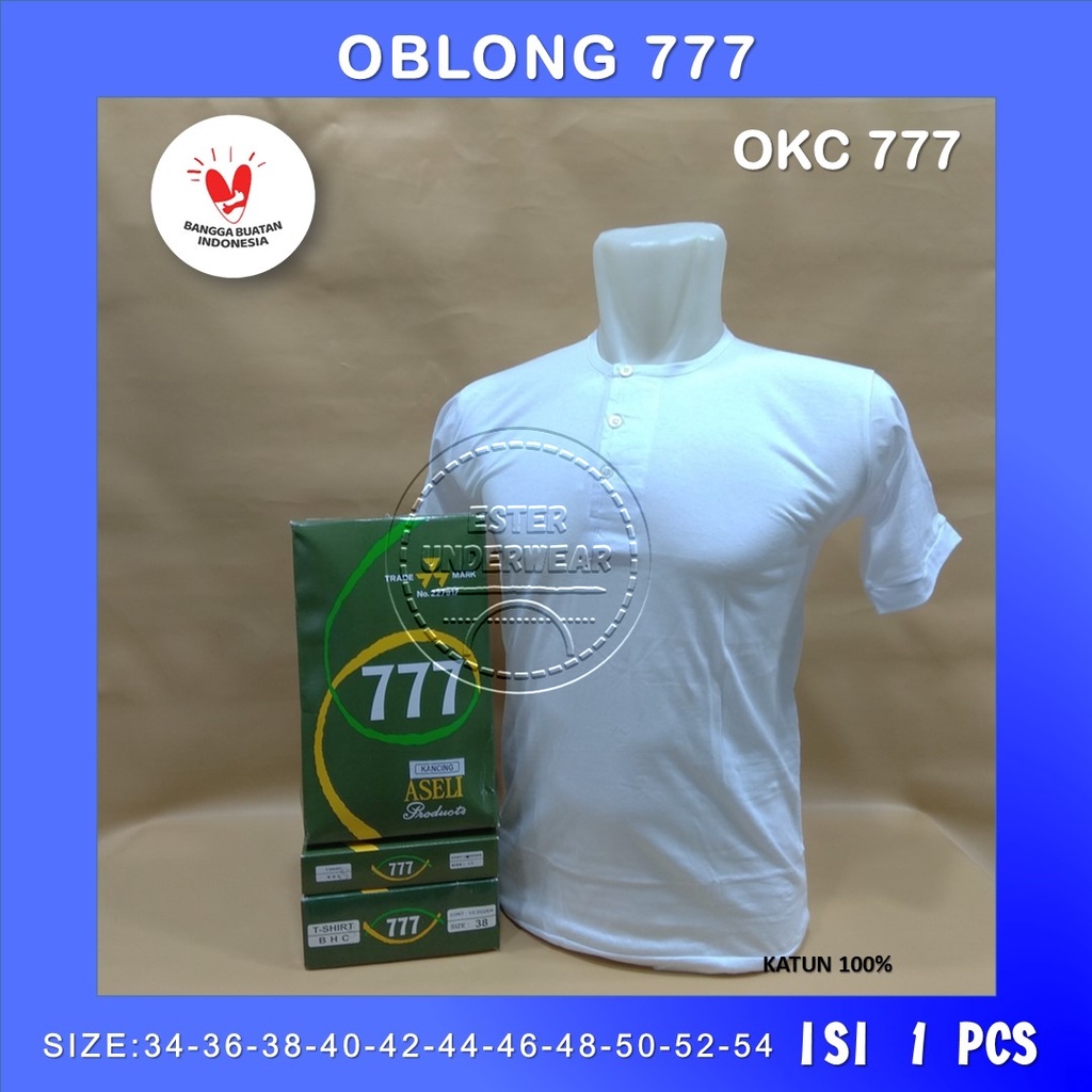 KAOS OBLONG PRIA 777 KANCING OKC 777  ISI 1 Pcs BAHAN KATUN