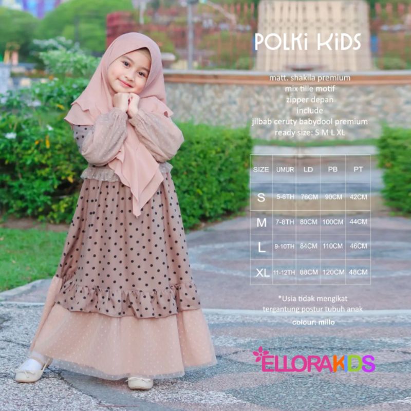 gamis anak polki kids by ellora size L