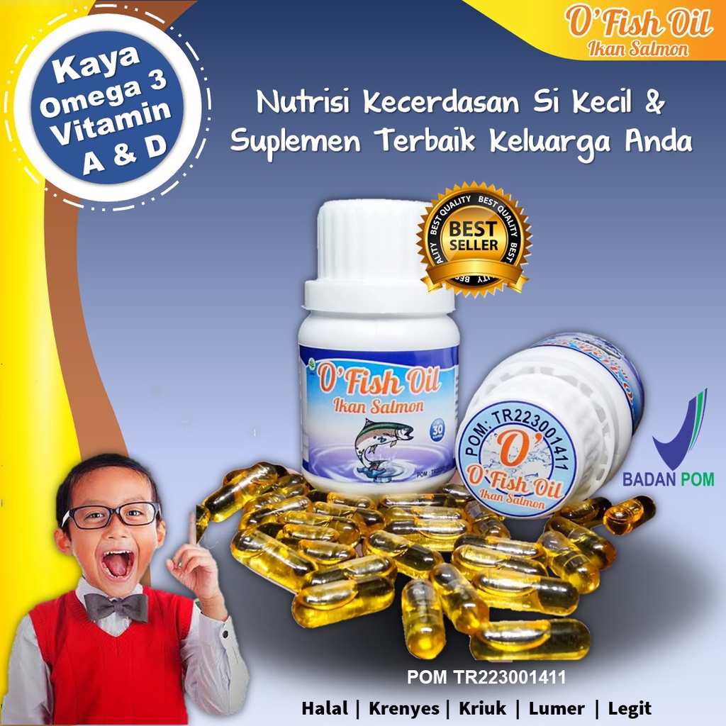 (ASLI ORIGINAL) O Fish Oil Minyak Ikan Salmon Vitamin Penambah Nafsu Makan dan Kecerdasan
