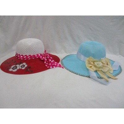 Topi Pantai Anyam Renda Anak Remaja Dewasa Motif/Topi Dewasa Import