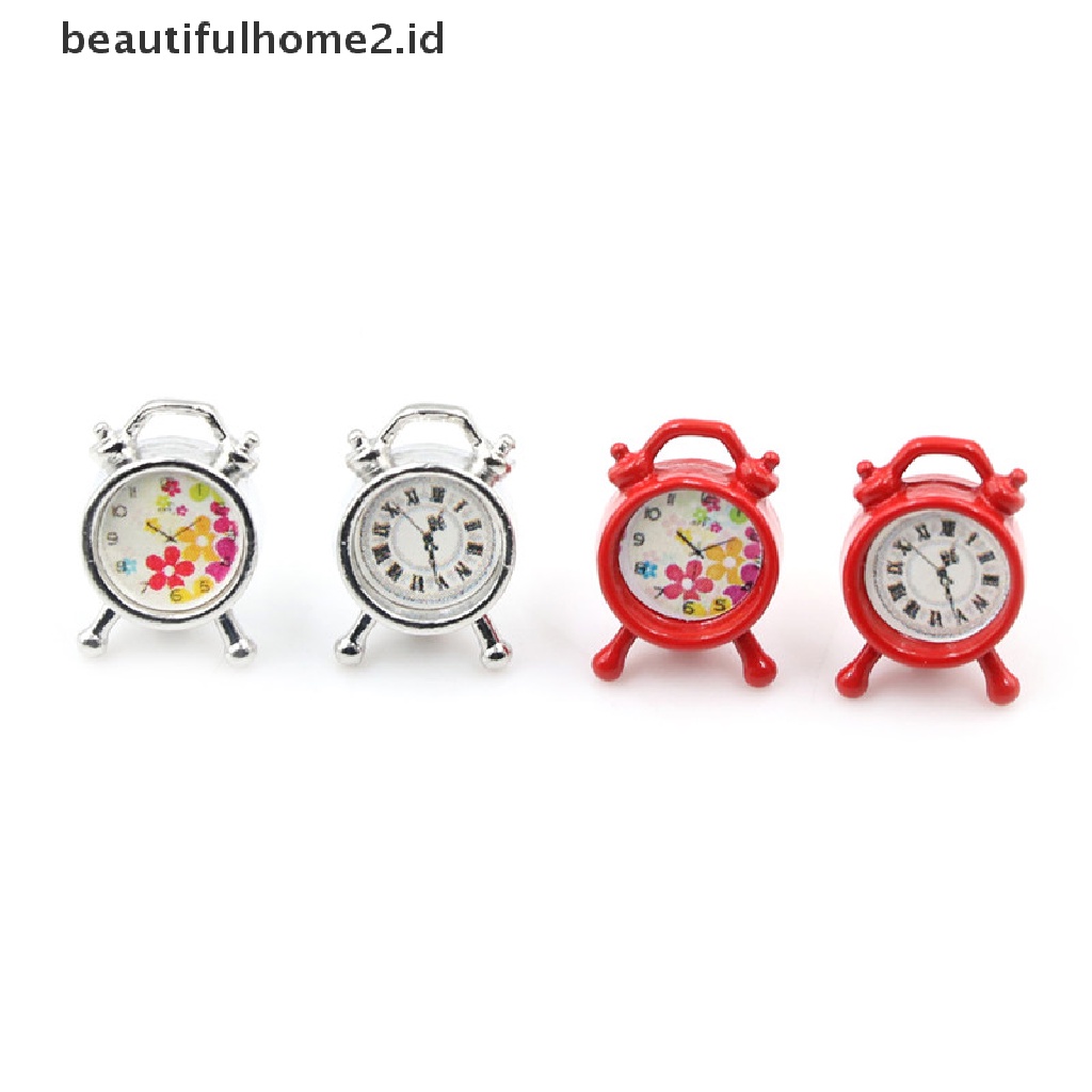 (beautifulhome2.id) Miniatur Jam Alarm Skala 1: 12 Untuk Dekorasi Ruang Tamu Rumah Boneka