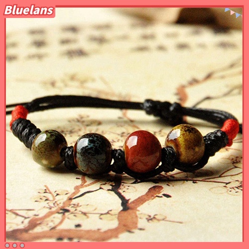 Bluelans Bohemia Unique Natural Ceramics Adjustable Braided Rope Bracelet Bangle