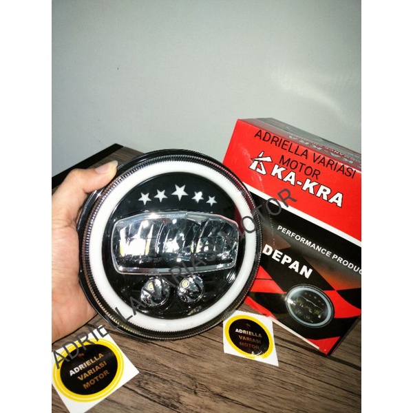 Lampu Depan Daymaker Bulat 7 Inch 5 Bintang Lumileds Asli Import 75 Watt Taft Katana Carry Ninja Megapro Scorpio