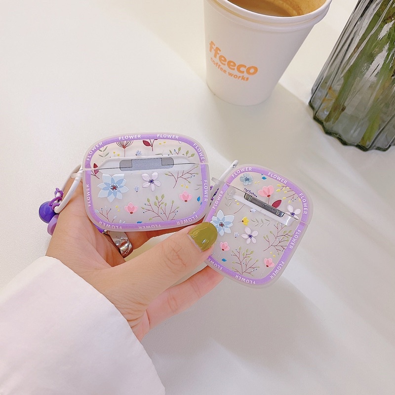 Purple Flower Softcase for Airpods 1/2 Pro 3 Case Airpods Lucu