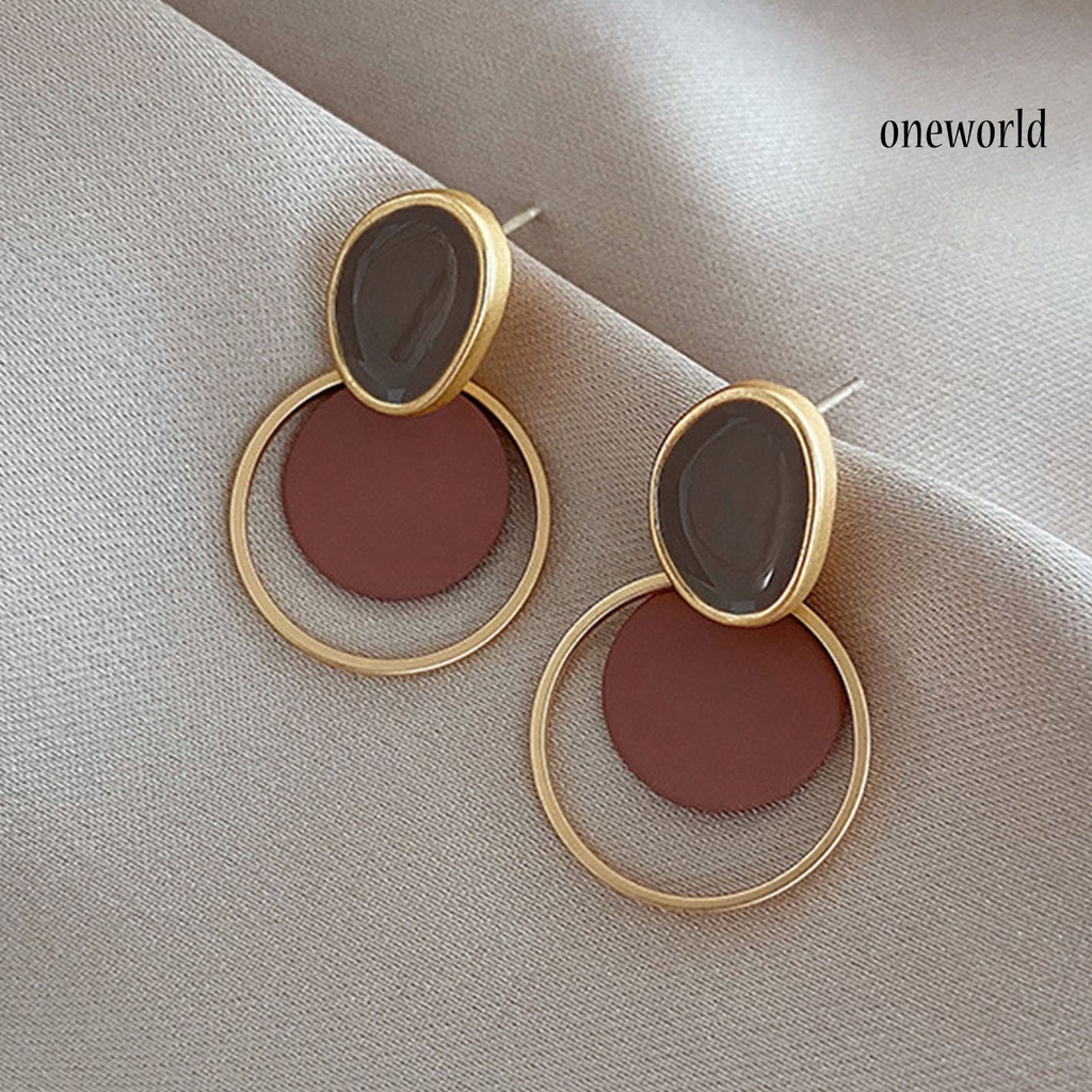 OW# 1 Pair Exquisite Women All-match Geometric Shape Ear Stud Earring Jewelry Accessory