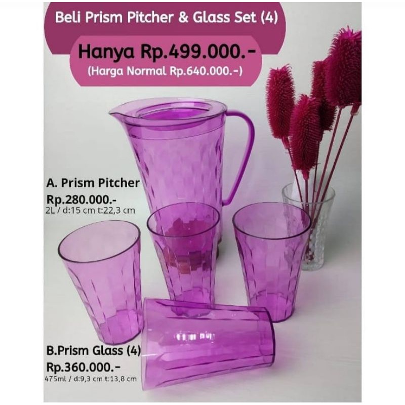 Jual Prisma Pitcher Set / Prisma Glass / Pitcher Tupperware / Gelas