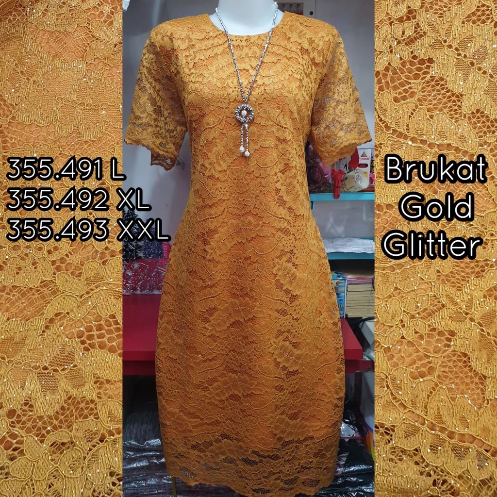 Gudang_mukenaku Dress Brukat Bunga Lapis Furing COD bisa bayar di tempat tujuan Dress Pesta Import Pakaian Fashion Wanita Real Picture