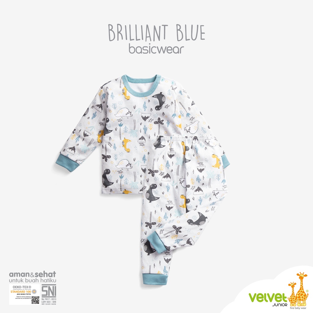 Pilih Motif - Velvet Junior PANJANG BRILLIANT BLUE Terbaru | Setelan Anak Kaos Celana Panjang Magical Adventures Savanna Soul Basic Wear Piyama | Sguna