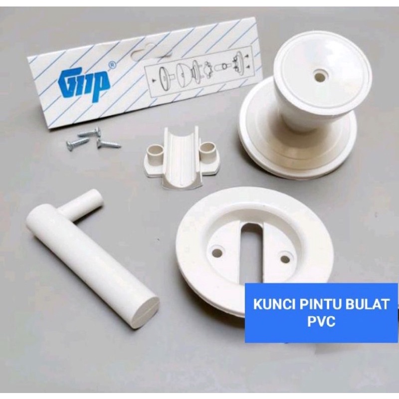 KUNCI PINTU BULAT Plastik GMP - Kunci Pintu Bulat Pvc GMP - Pegangan Pintu Pvc - Pegangan Plastik dan Gerendel untuk Pintu Pvc Kamar Mandi- Handle Pintu Plastik GMP