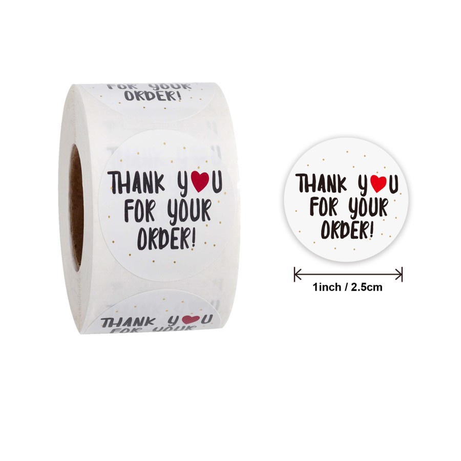 

Sticker Thank you label 2.5cm / tempelan serba guna roll 500pcs Bulat