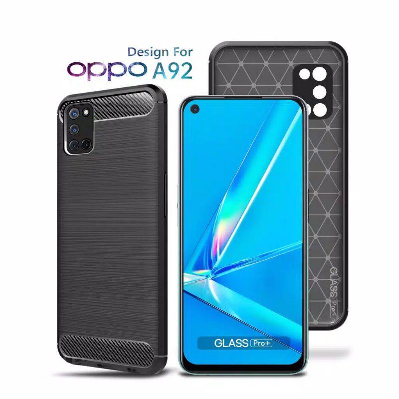 PREMIUM-Soft Case Slim Fit Carbon Fiber Oppo A52.A92 Casing Silicon Karbon Armor Back Cover