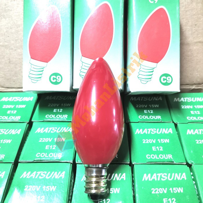 Lampu Lilin E12 Bohlam Besar Merah C9 220V 15W