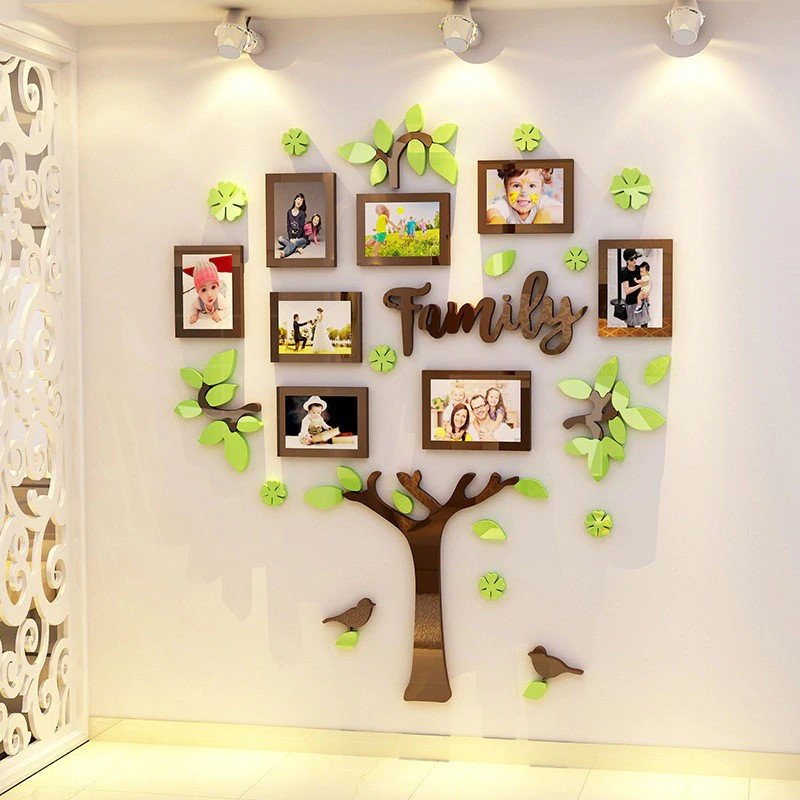 『Bebas Ongkir 』 Gambar Photoes Frame Pohon 3D Acrylic DIY Seni Poster Dinding Dekorasi Stiker