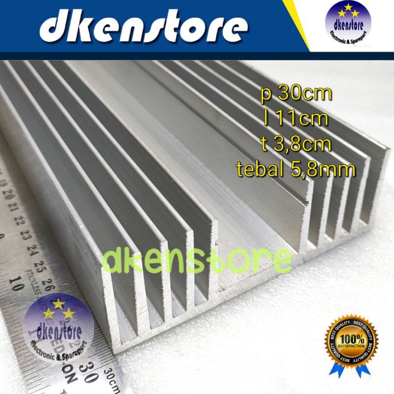 Heatsink 5 sirip 30cm Polos tebal 6mm pendingin transistor final